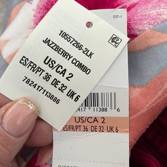 Nine West NWT classic fit n flare dress Jazzberry floral party event dress sz 2 - Picture 12 of 13